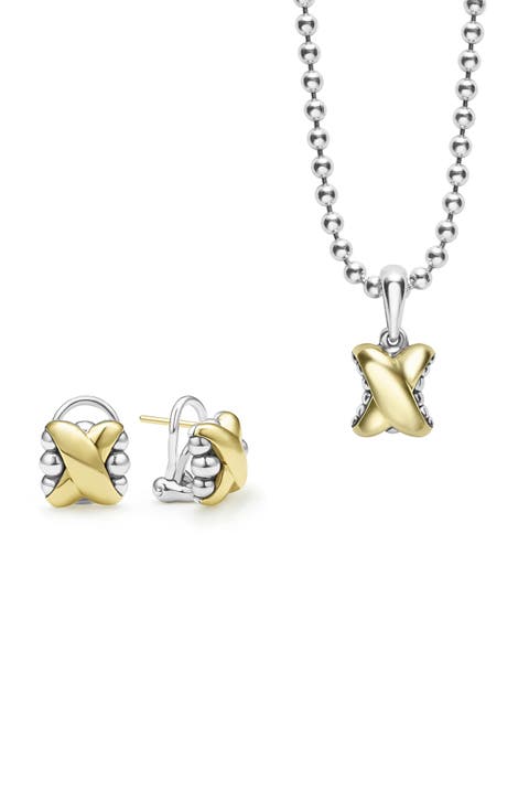 Love Knot X Pendant Necklace & Stud Earrings Set