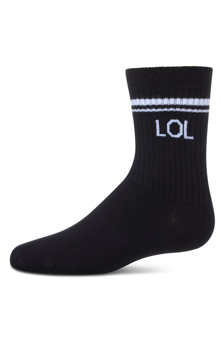 MeMoi LOL Athletic Crew Socks, Main, color, Black