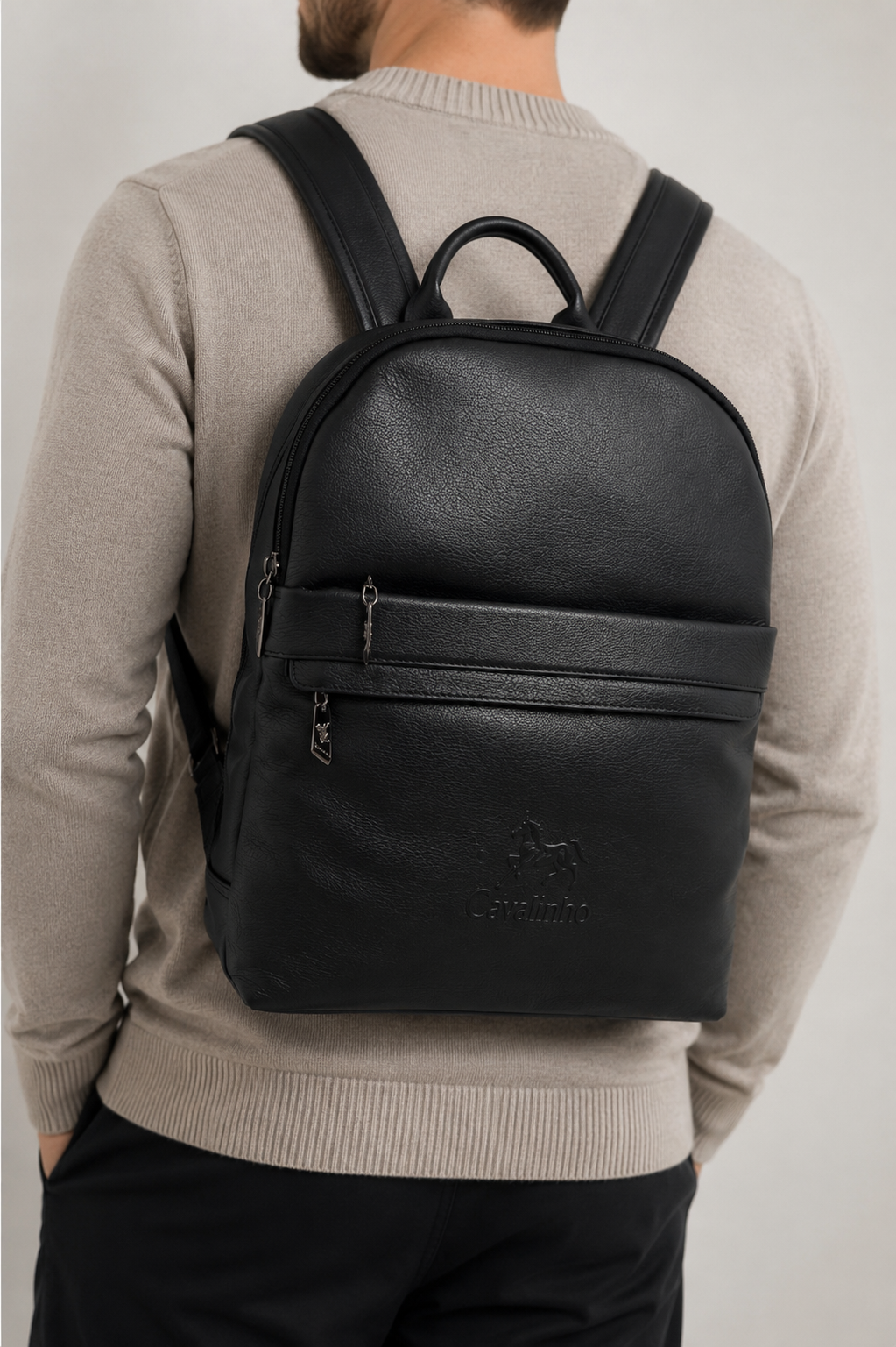 El Estribo 384 Leather Backpack, Alternate, color, Black