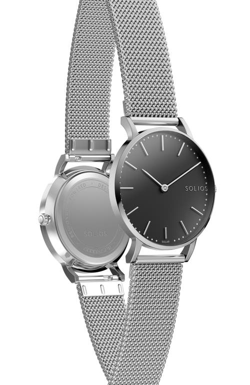 Solios Watches The Solar Classic | Black Dial In Silver Mesh Metal
