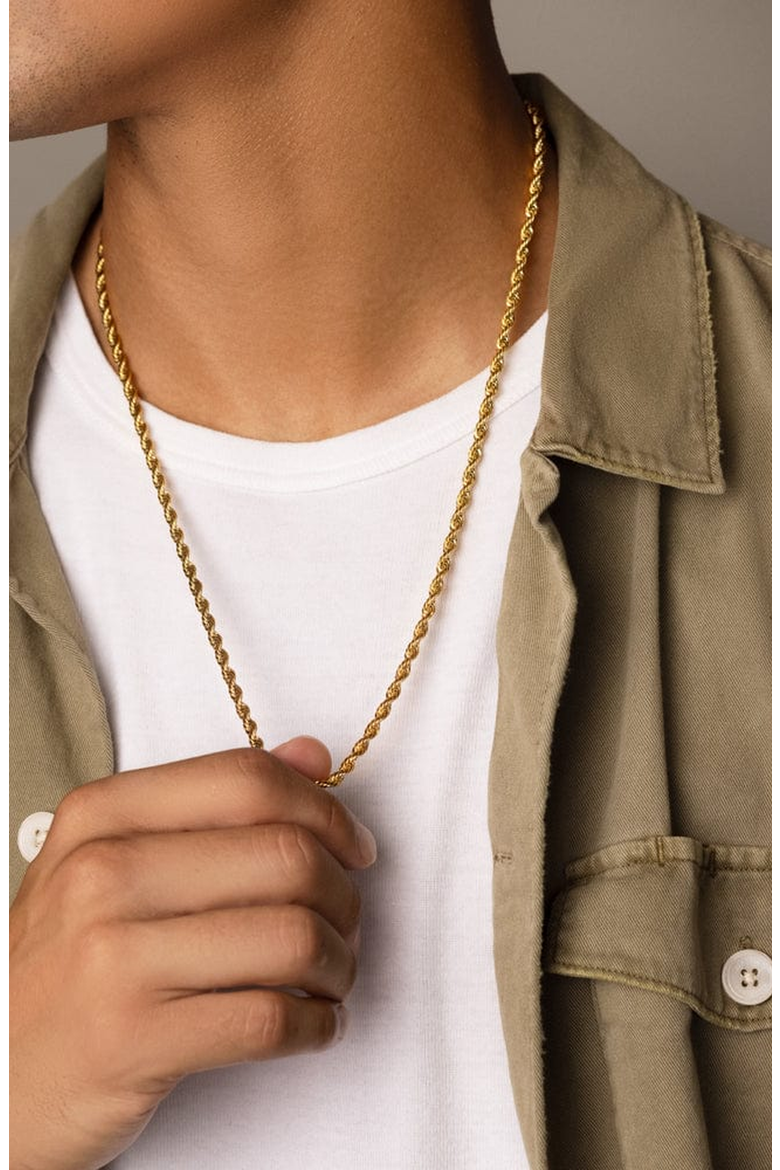 Gold Rope Chain Necklace, Alternate, color, Gold