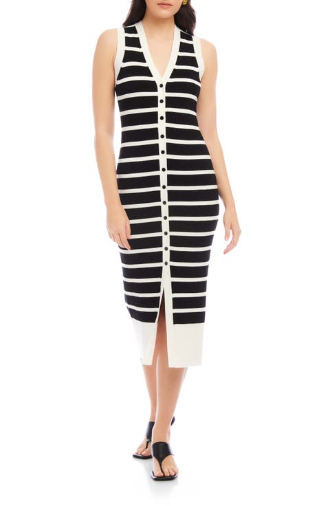 Jenna Stripe Sleeveless Sweater Dress
