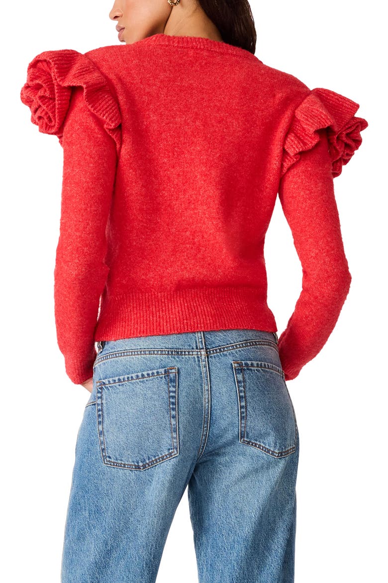 Nadine Ruffle Shoulder Sweater, Alternate, color, BAKED APPLE