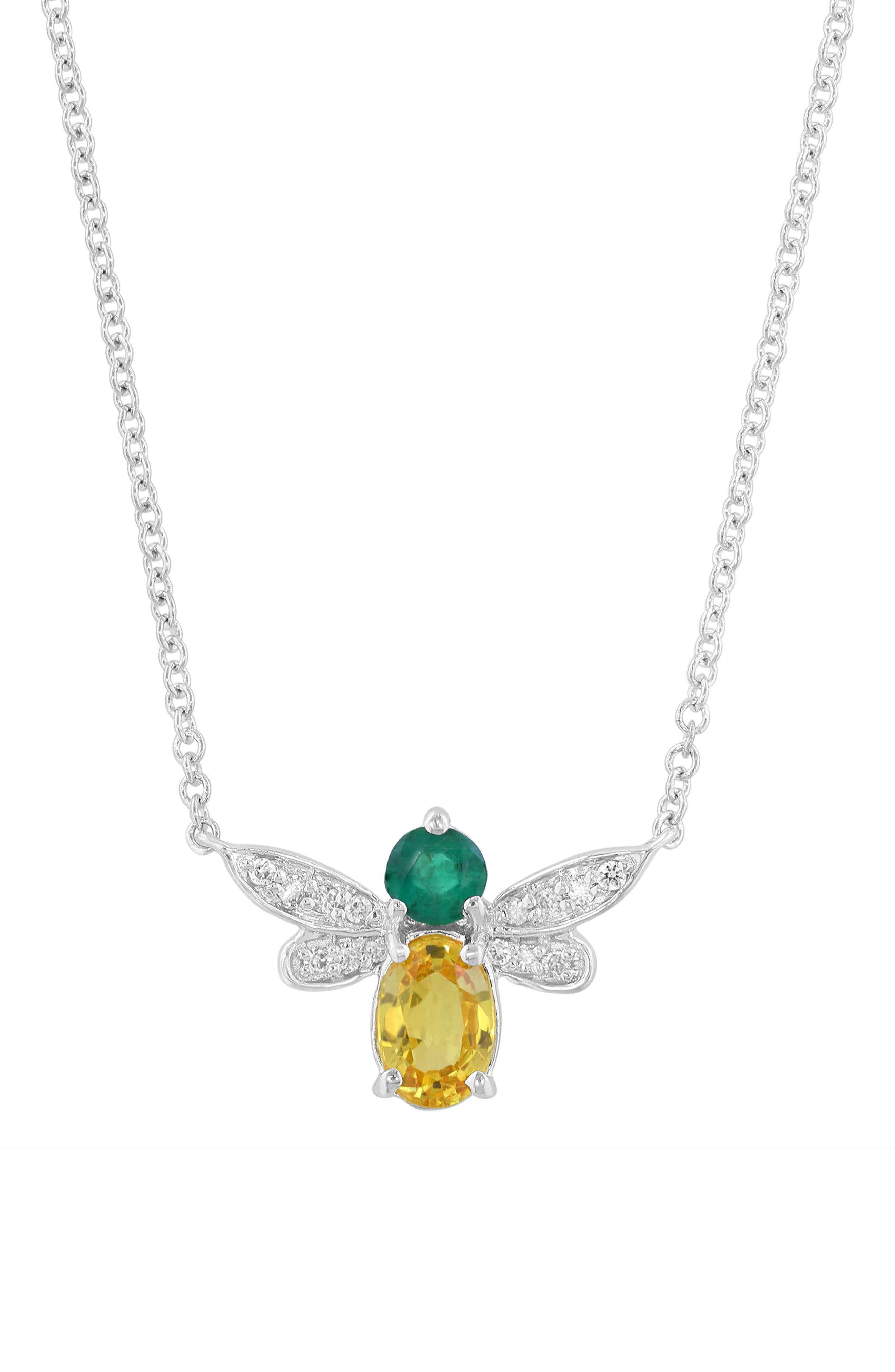 EFFY 14K White Gold Bee Pendant Necklace