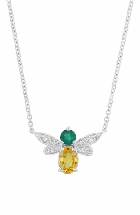 EFFY 14K White Gold Bee Pendant Necklace