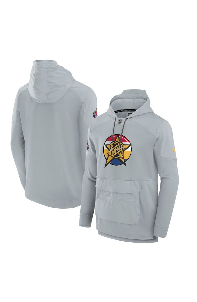 FANATICS Men's Fanatics Branded  Gray 2024 NHL All-Star Game Authentic Pro Tech Fleece Pullover Hoodie, Main, color, 