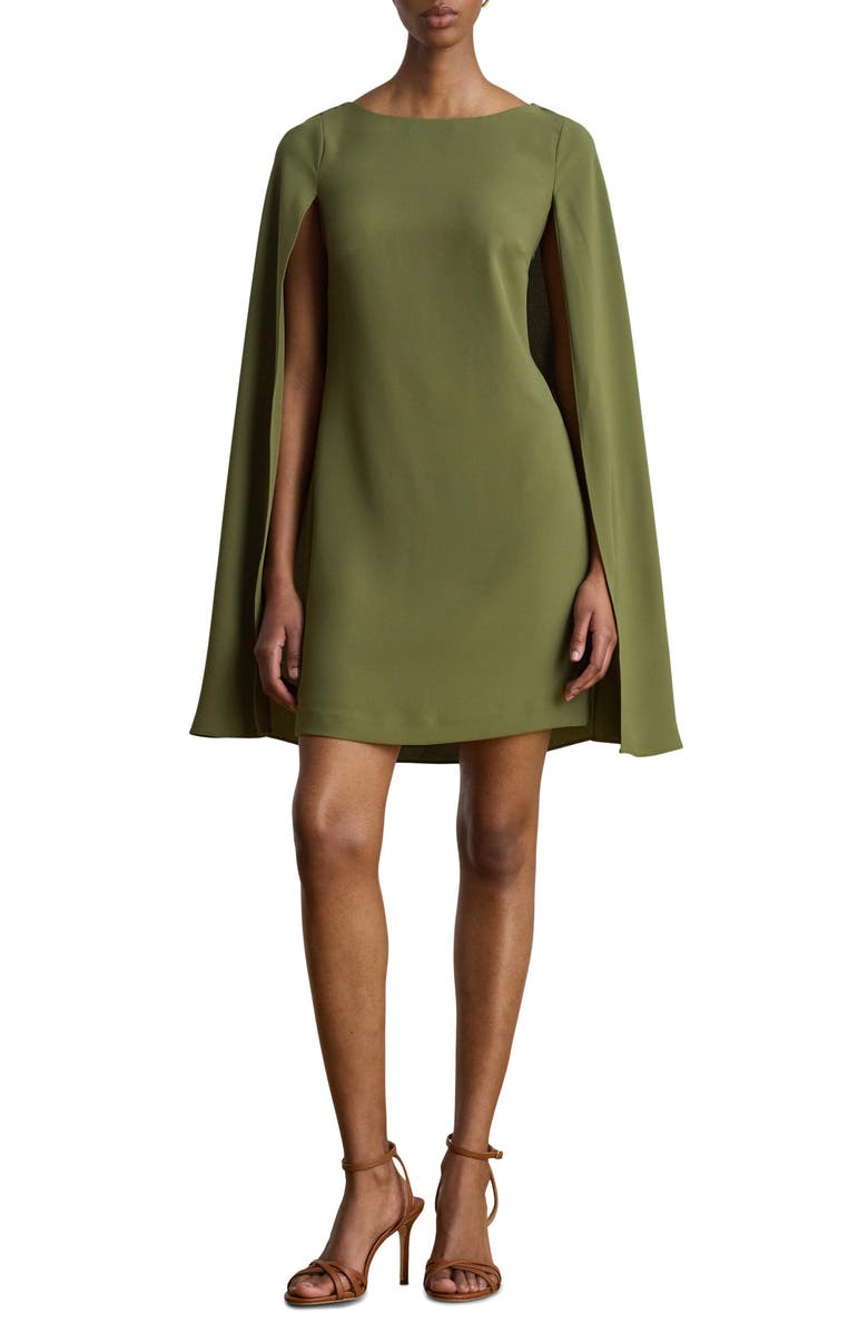Lauren Ralph Lauren Cape Minidress, Main, color, Olive Grove Green