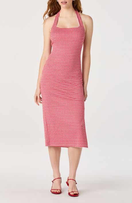 Alice Gingham Halter Neck Midi Dress