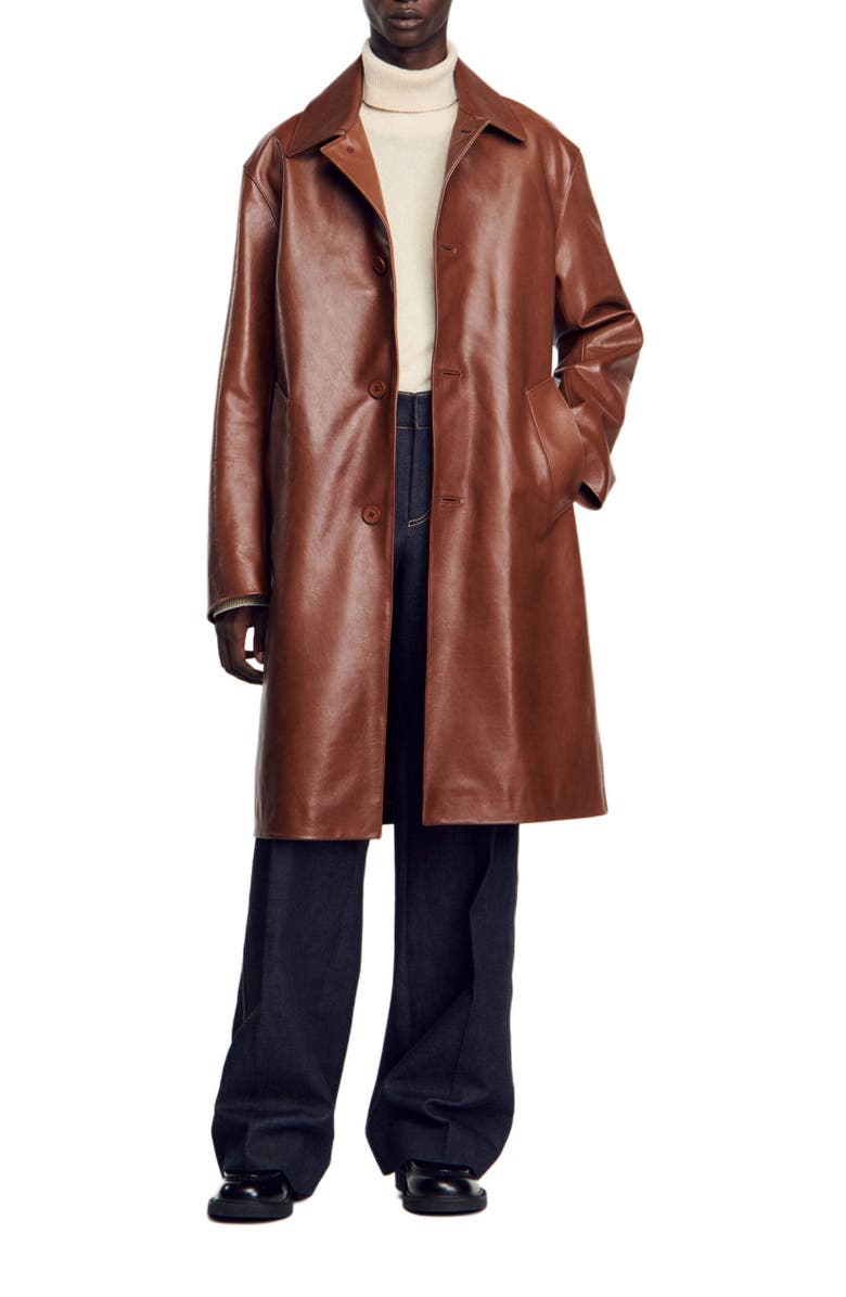 SANDRO Leather mac, Alternate, color, 