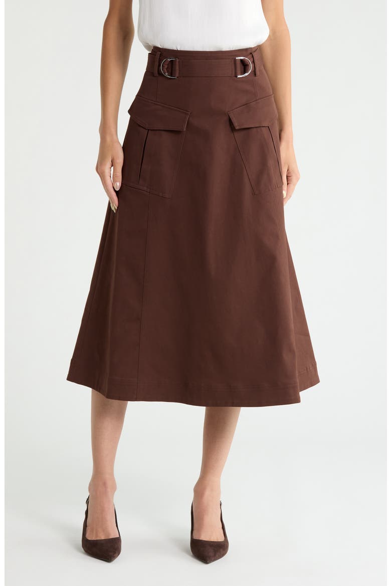 Philomena Stretch Cotton Utility Skirt, Main, color, COFFEE