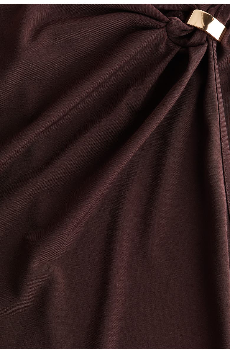 H&M Draped-detail Jersey Dress, Alternate, color, Dark Brown