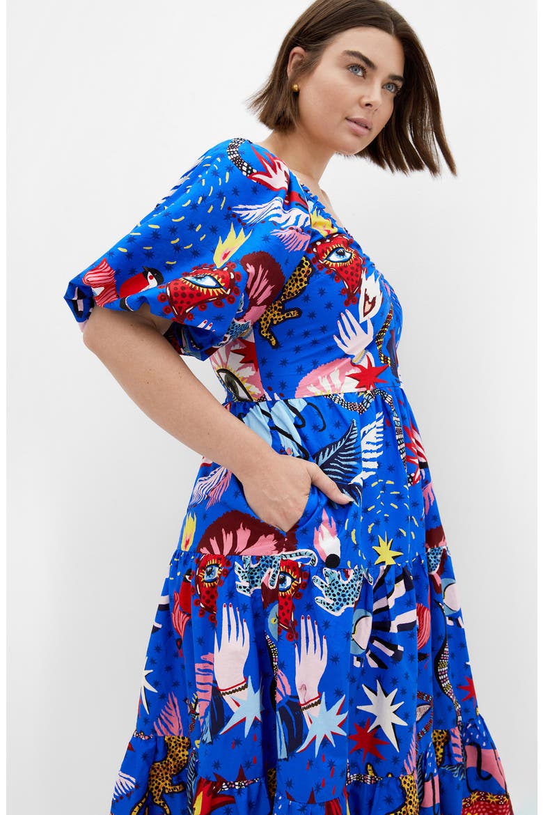 Simona Mixed Print Midi Dress, Alternate, color, CALISTA
