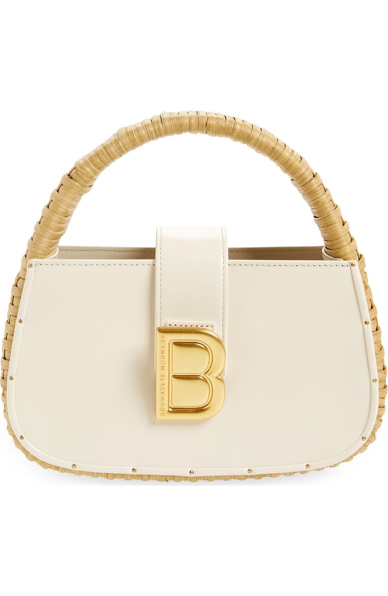 Brandon Blackwood Elyse Leather & Rattan Top Handle Bag, Main, color,