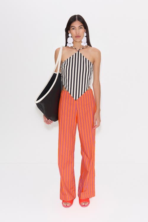 Simonmiller Kit Poplin Tie Top Black/macadamia Micro Stripe In Black/white Stripe