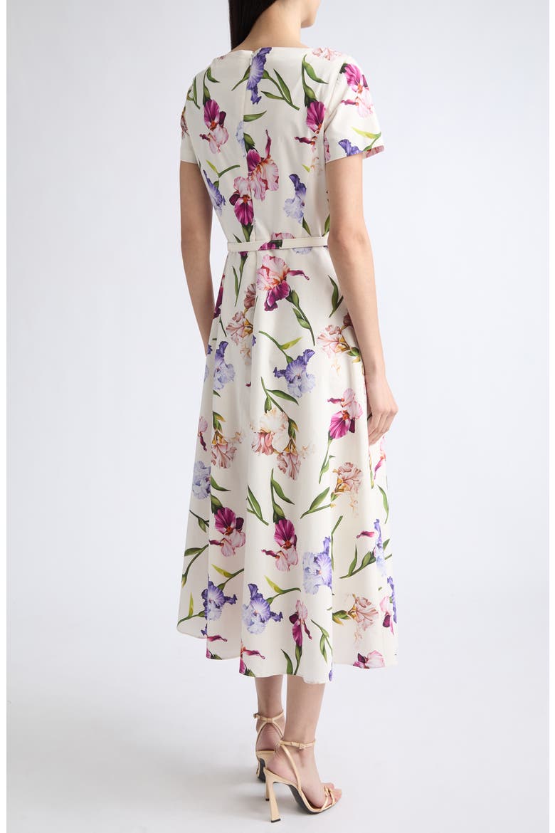 Iris Flower Cotton Stretch Poplin Midi Dress, Main, color, IVORY MULTI