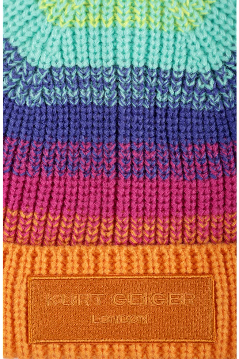 Rainbow Stripe Chunky Knit Cuff Beanie, Alternate, color, CLASSIC RAINBOW