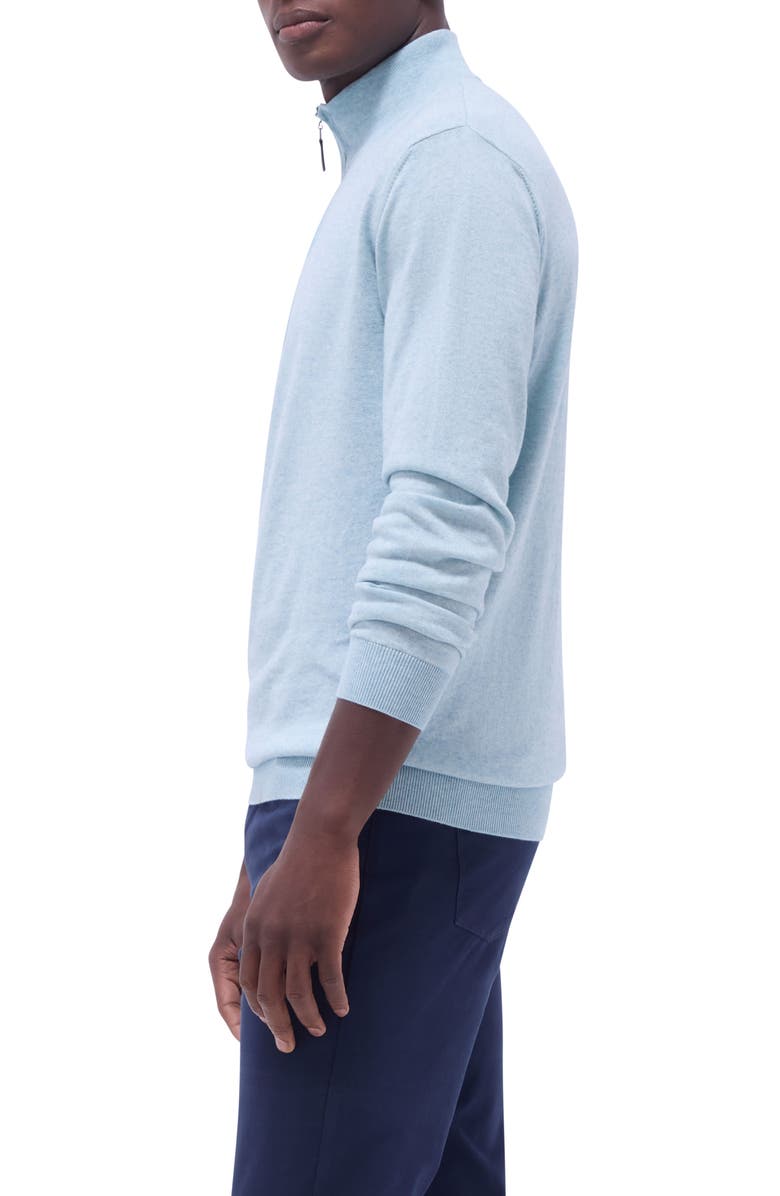 Bugatchi Quarter Zip Cotton & Cashmere Pullover, Alternate, color, Celadon