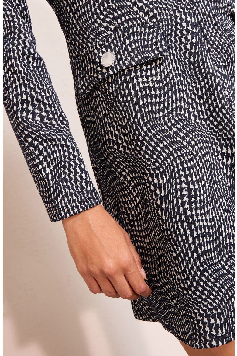 Long Sleeve Check Minidress, Alternate, color, BLACK/ WHITE