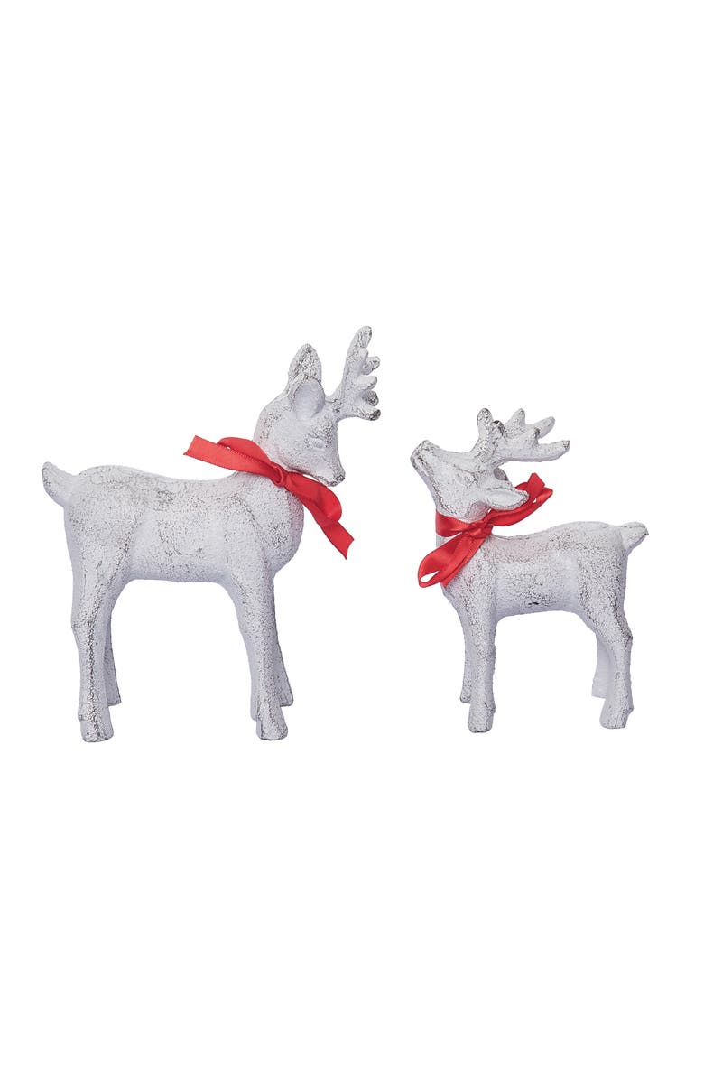 Transpac Off White Metal Reindeer Set of 2 Christmas Decor Figurines, Main, color, Off-White