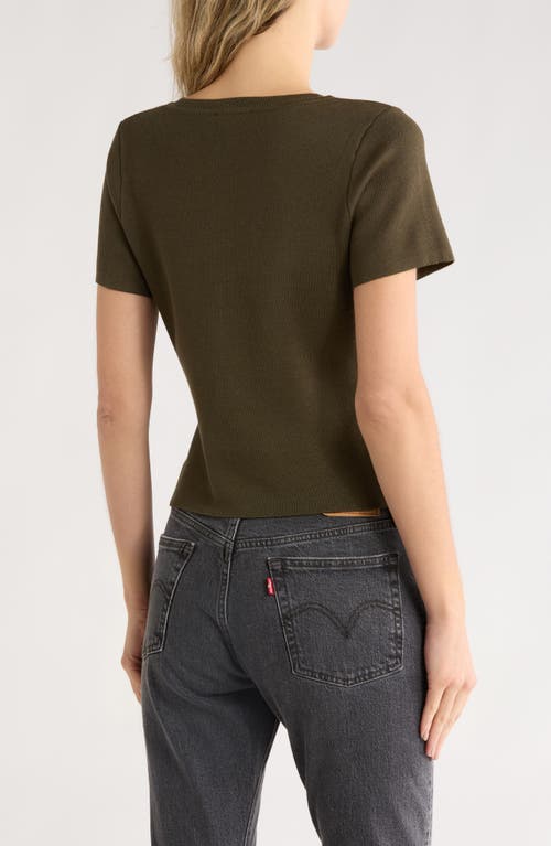 Nsr Scallop Short Sleeve Knit Cardigan In Green