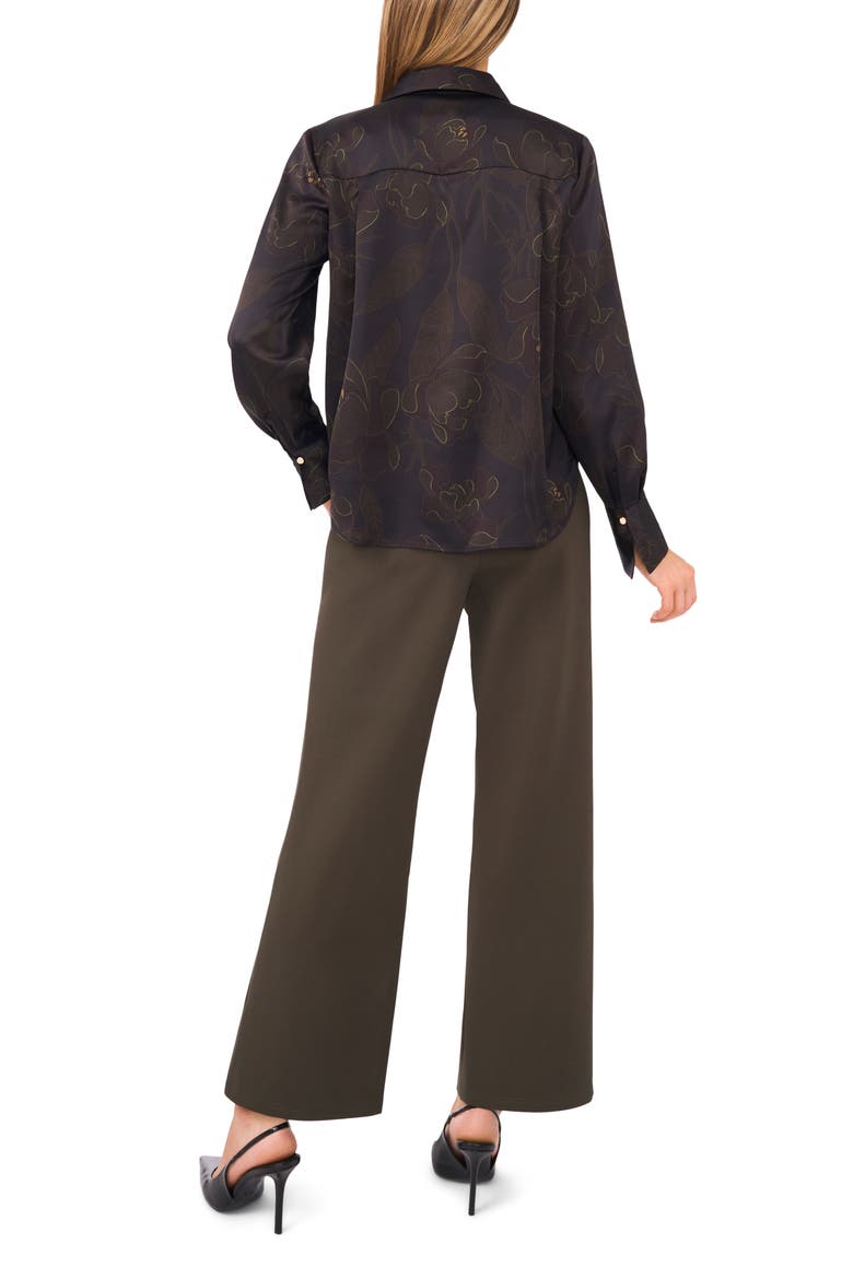 Floral Collared Charmeuse Popover Top, Alternate, color, RICH BLACK