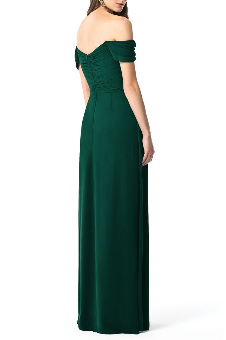 Off the Shoulder Chiffon A-Line Gown, Alternate, color, HUNTER