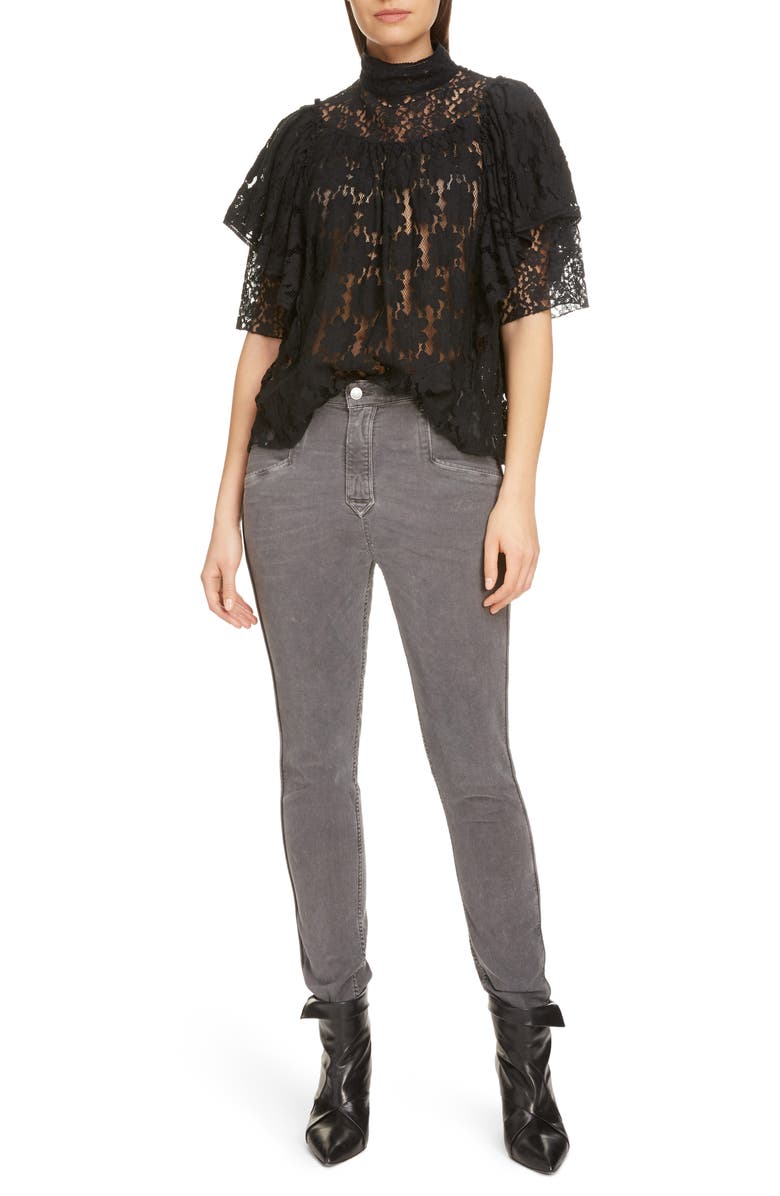 Isabel Marant Étoile Vetea Floral Lace Ruffle Top, Alternate, color,