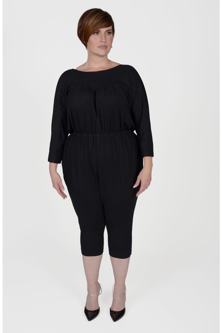 Alex Jersey Crop Jumpsuit, Alternate, color, BLACK