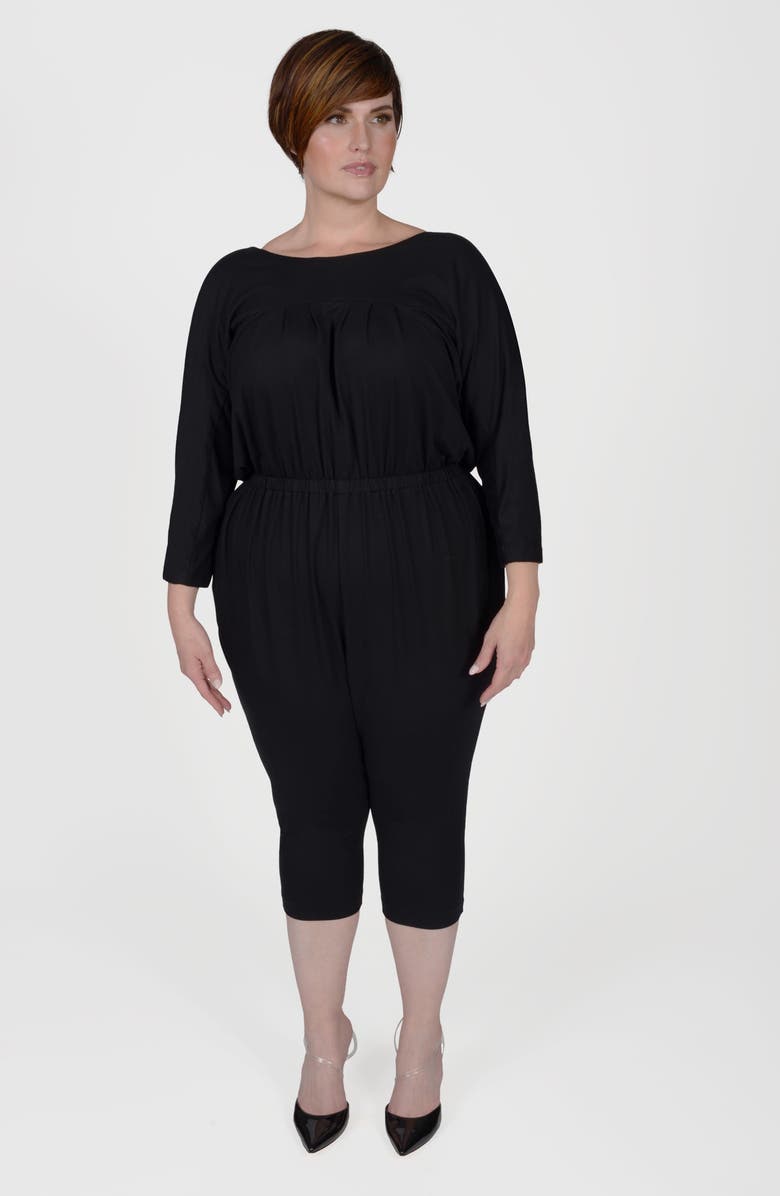 MAYES NYC Alex Jersey Crop Jumpsuit, Alternate, color, Black