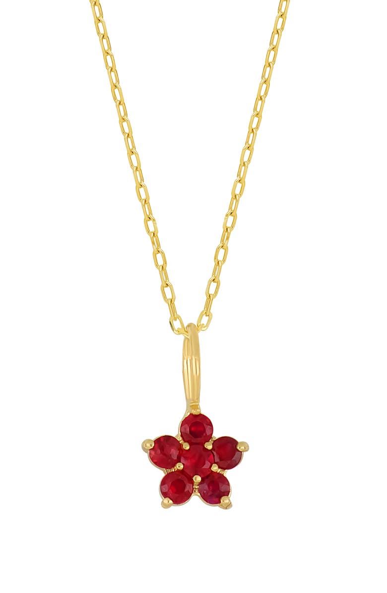 Bony Levy El Mar 18K Gold Gemstone Flower Pendant Necklace, Main, color, 18K Yellow Gold Ruby