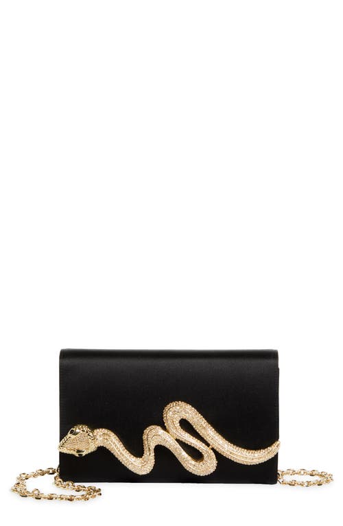 Judith Leiber Fizzoni Serpent Satin Clutch In Champagne Black
