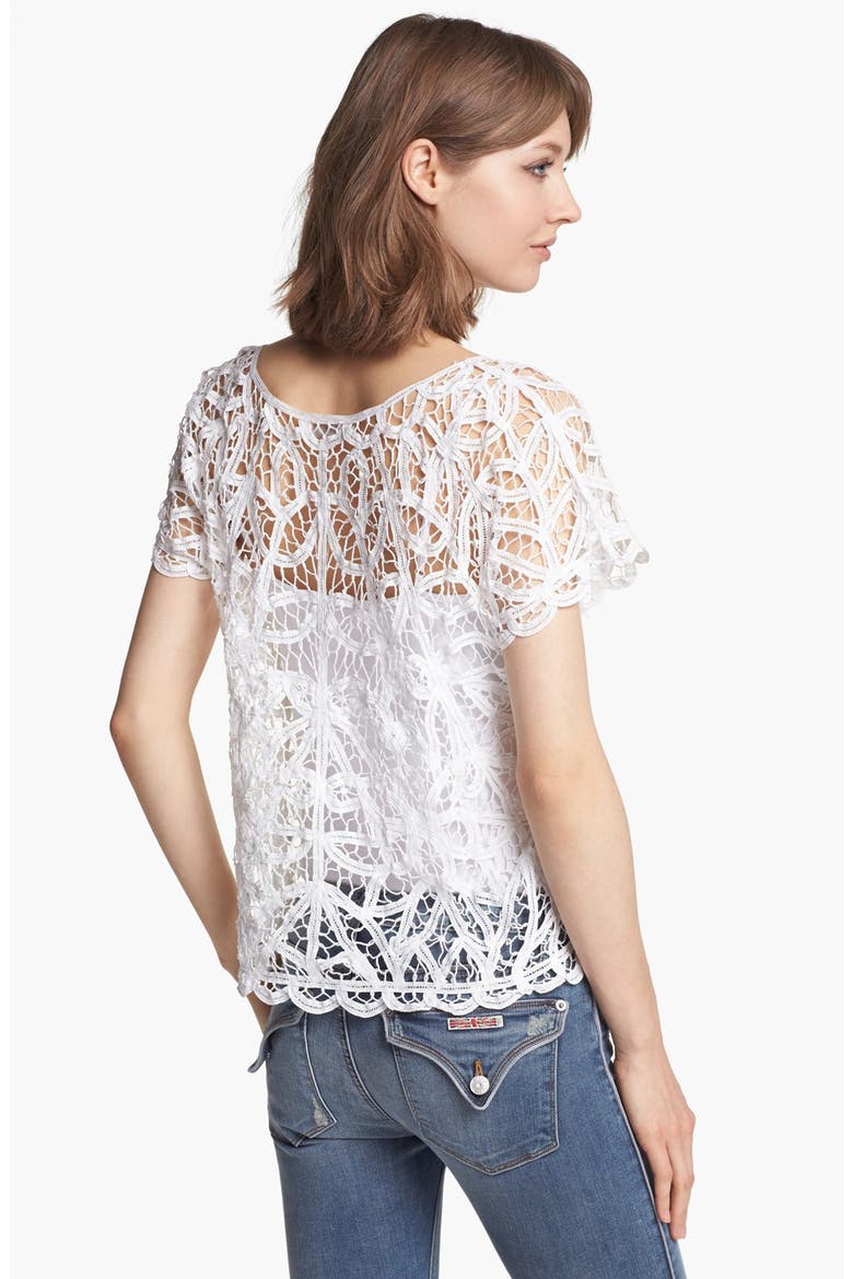 Hinge® Battenburg Lace Top, Alternate, color, WHITE