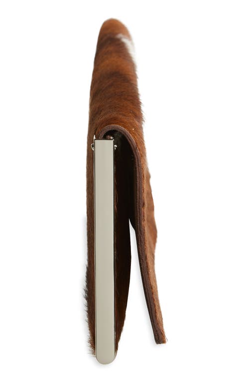 Jeffrey Campbell Genuine Calf Hair Clutch In Beige White Spot