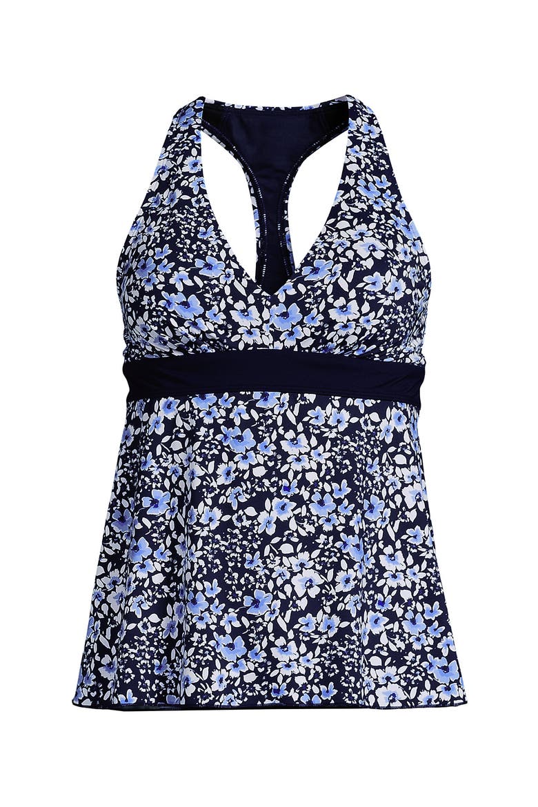 V-Neck Racerback Flutter Tankini, Alternate, color, Navy Meadow Floral