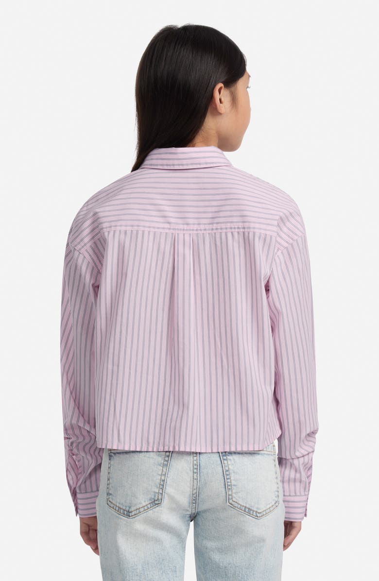 abercrombie kids Kids' Stripe Boxy Button-Up Shirt, Alternate, color, Cradle Pink