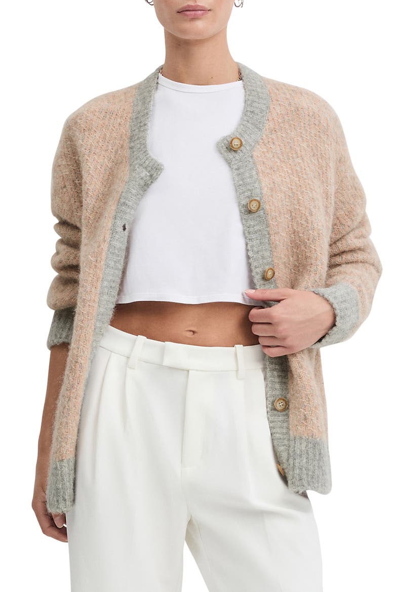 The Rio Alpaca Blend Cardigan, Main, color, ROSE DUST/ LIGHT GREY