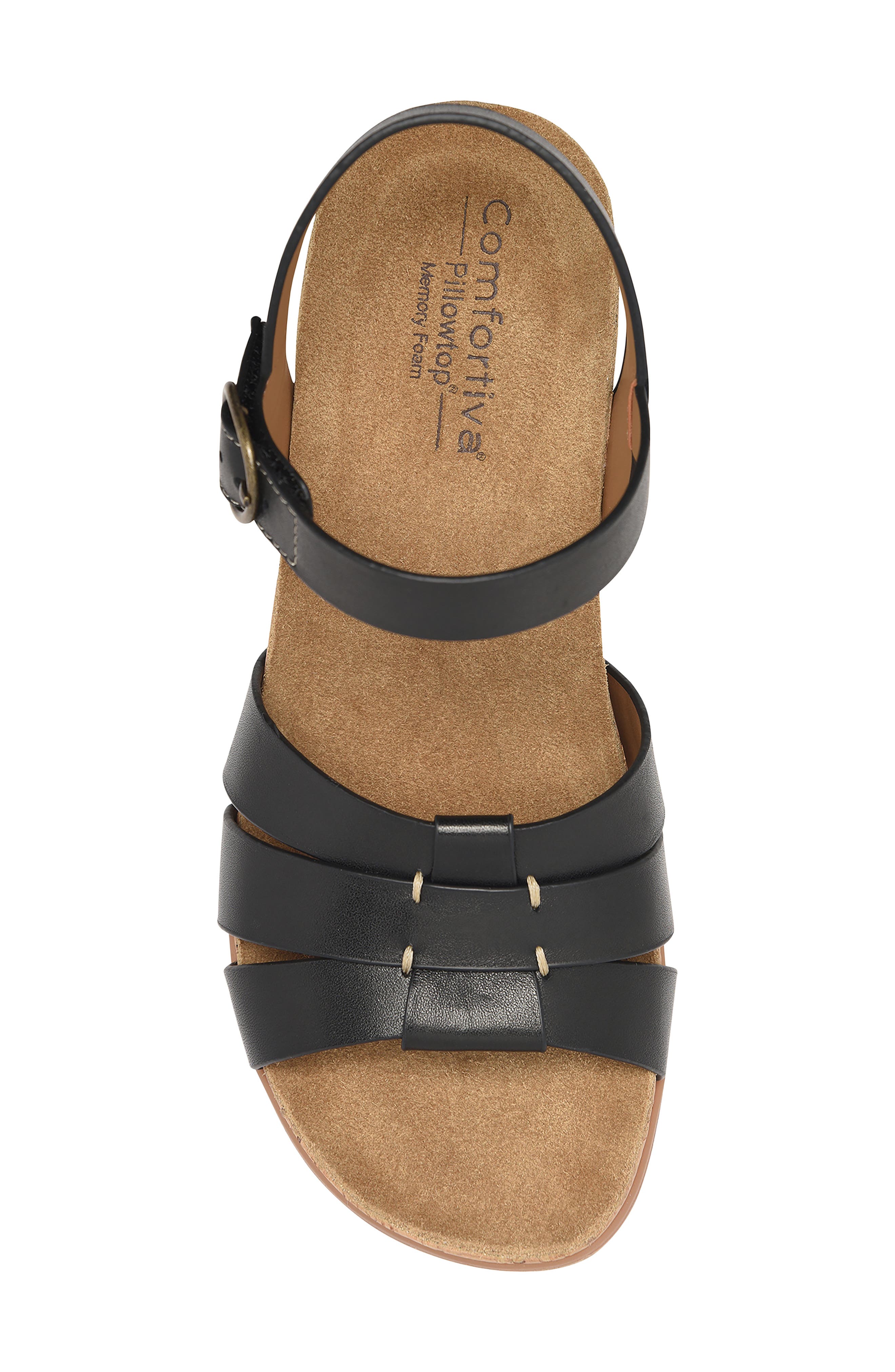Comfortiva Taralyn Wedge Sandal, Alternate, color, Black/ Black