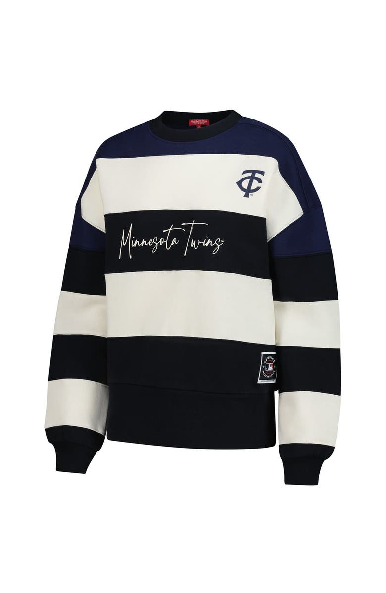 Mitchell & Ness Women's Mitchell & Ness Navy/Black Minnesota Twins Cooperstown Collection Blocked Fleece Pullover Sweatshirt, Alternate, color, Navy