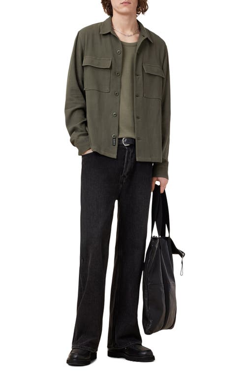 Allsaints Viscar Relaxed Fit Button Front Shirt In Khaki Green