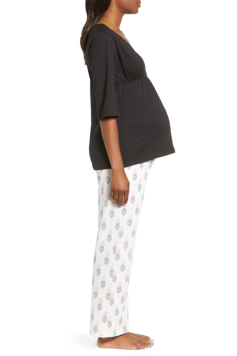 Maternity/Nursing Pajamas, Alternate, color, PINEAPPLE PRINT