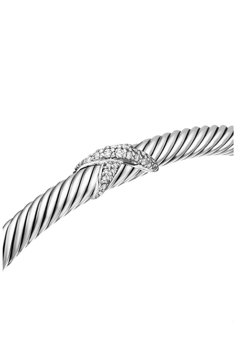 X Classic Cable Station Bracelet in Sterling Silver with Diamonds, 4mm, Alternate, color, SILVER/ DIAMOND