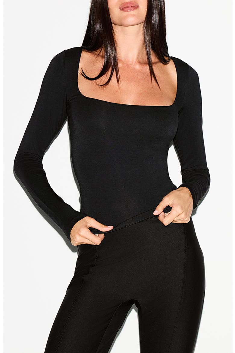 Smooth Layers Square Neck Long Sleeve Top, Main, color, OBSIDIAN