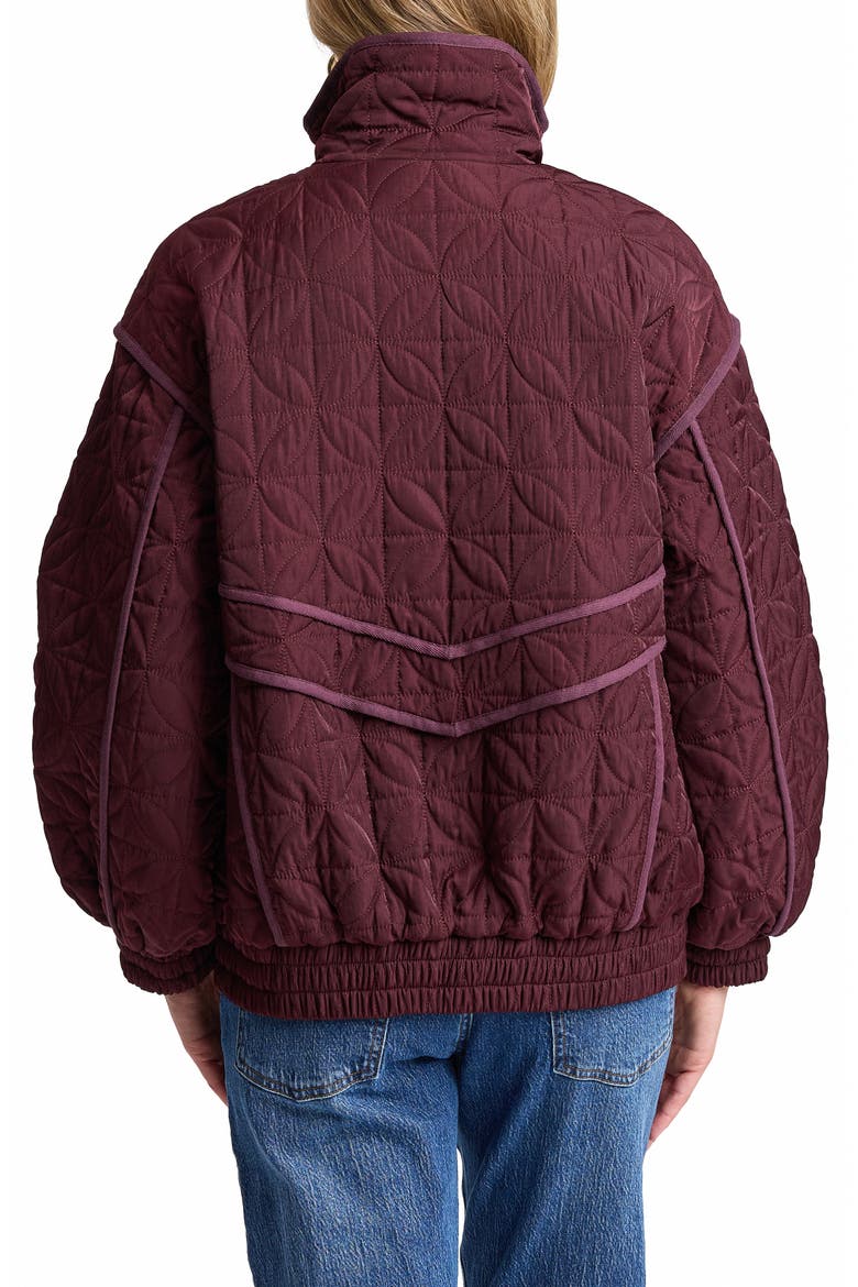 Funnel Neck Quilted Bomber Jacket, Alternate, color, PLUM