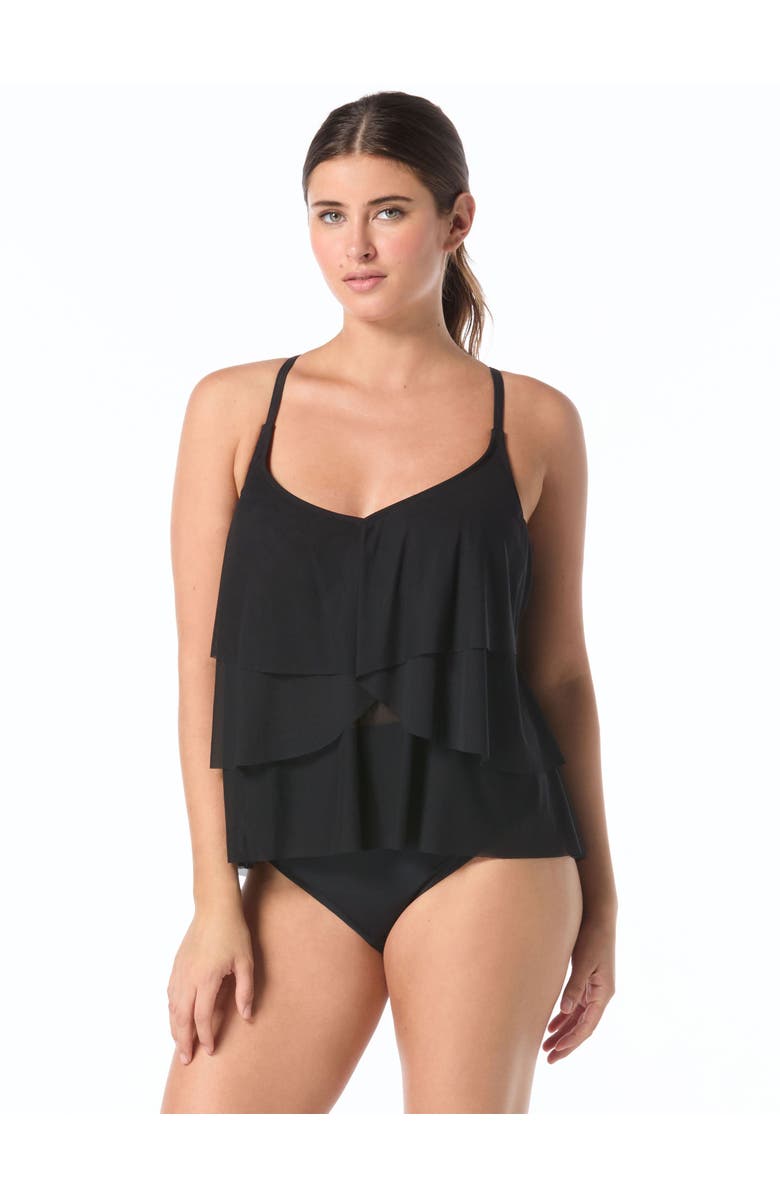 COCO REEF Lotus Ruffle Tankini Top, Alternate, color, Cast-Black