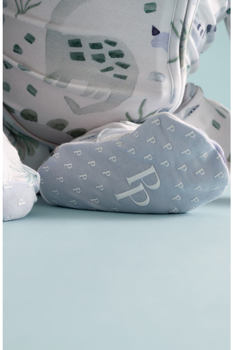 Dino Print Zip Footie, Alternate, color, BEIGE