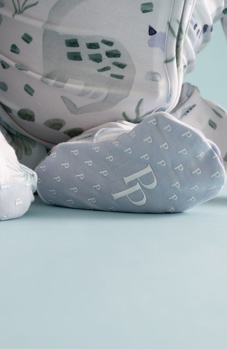 Posh Peanut Dino Print Zip Footie, Alternate, color, 