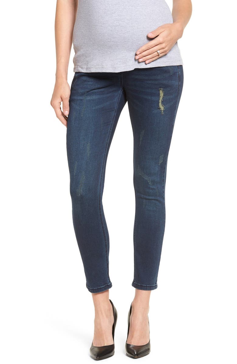 The Urban Ma Distressed Skinny Maternity Jeans, Main, color, 