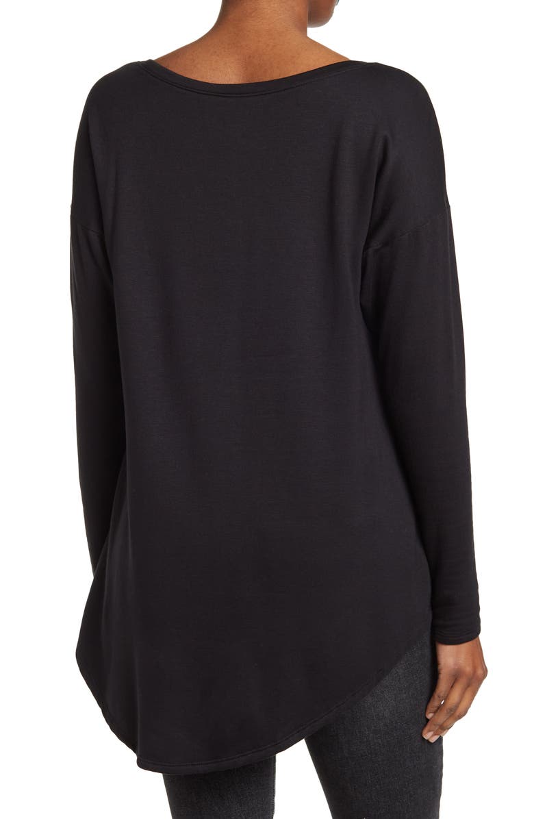 GO COUTURE Boatneck Hi-Low Tunic Sweater, Alternate, color, Black