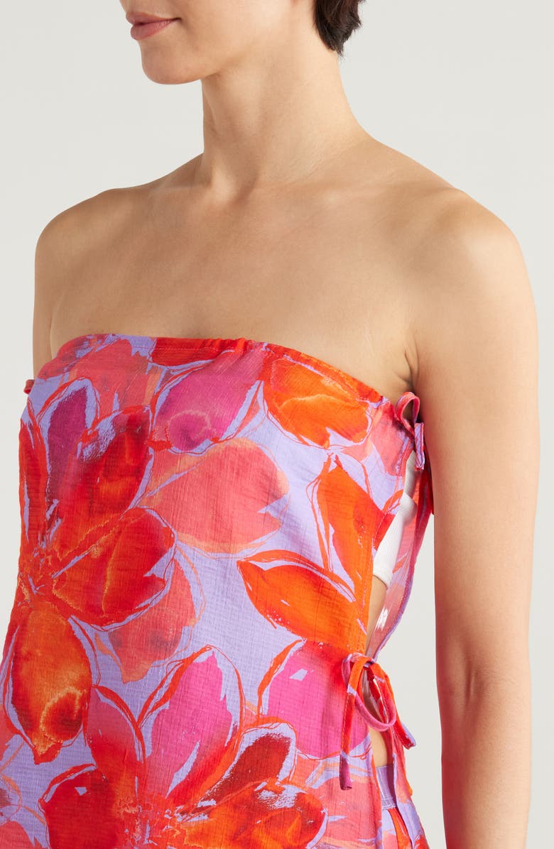 Hutch Sie Tie Strapless Top, Alternate, color, Watercolor Gardenia