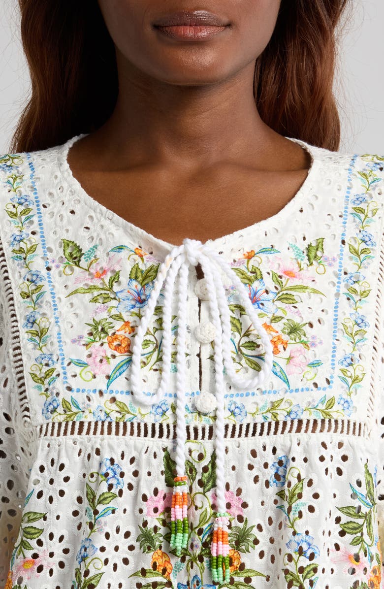 FARM Rio Sweet Bloom Bouquet Cotton Eyelet Cover-Up Minidress, Alternate, color, 